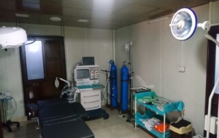 Operation room with equipment at al-Hol field hospital.