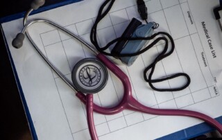 A medical case list with a stethoscope.